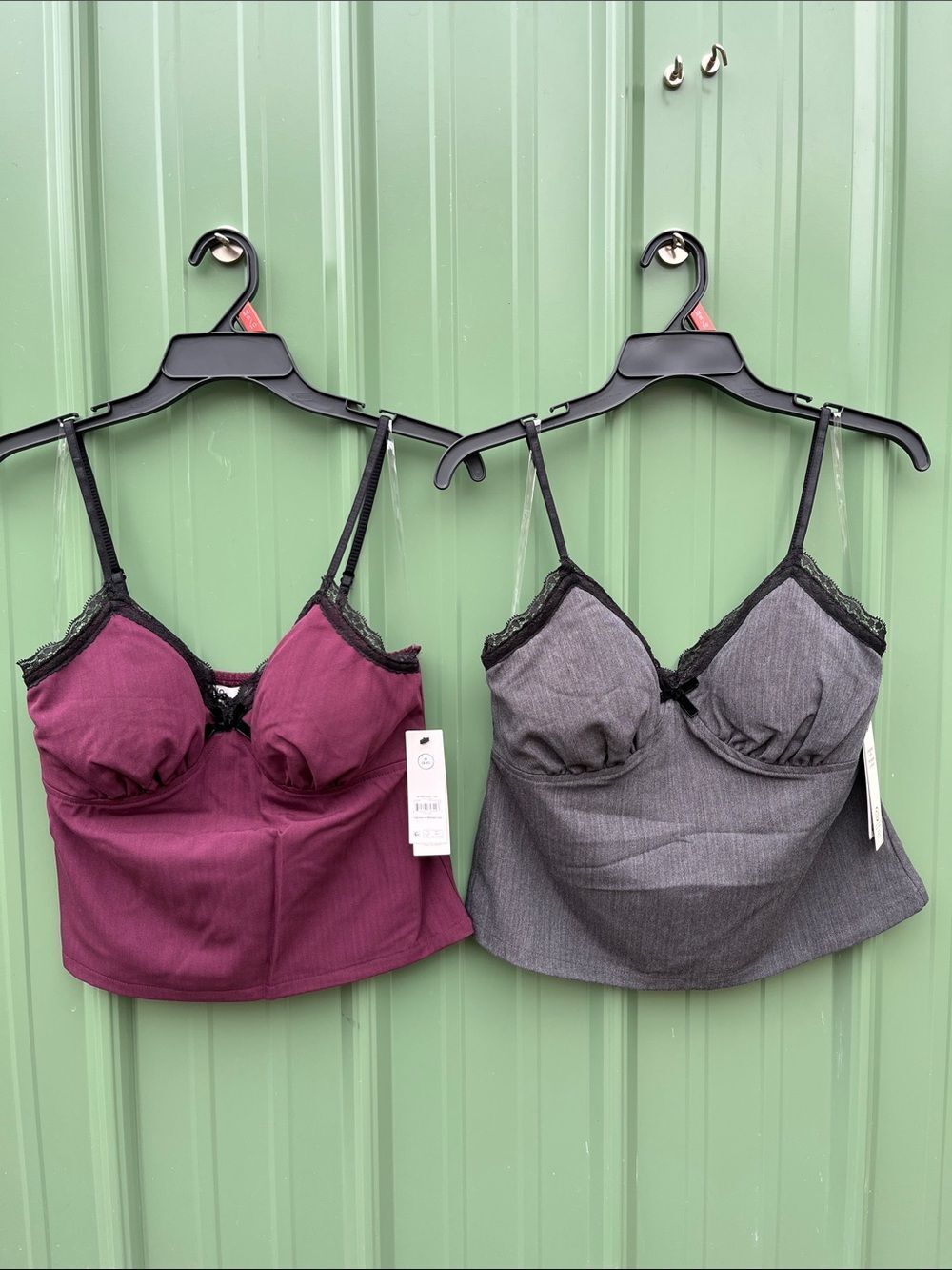 Sweetheart Tank Top with Lace Trim 2-Pack Size M